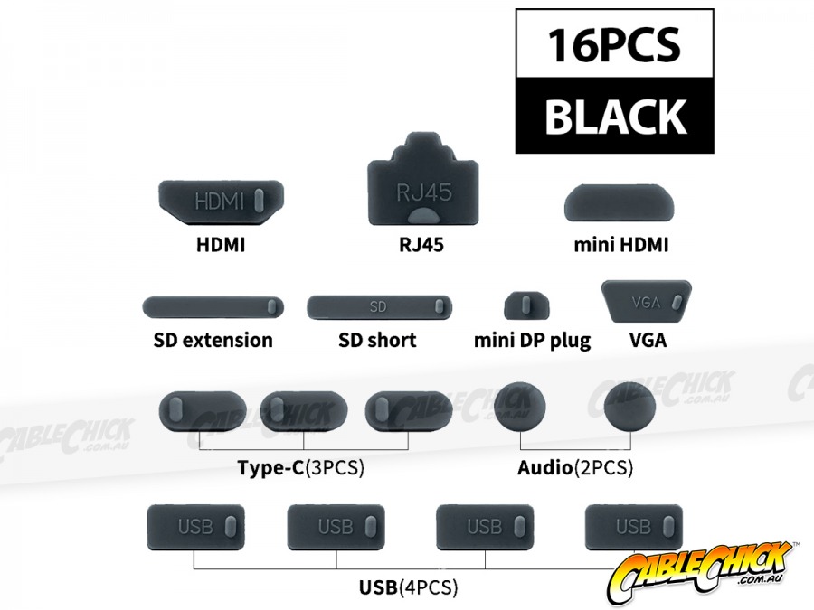 20 Pcs Black Rubber USB A Type Female Anti Dust Plugs Stopper Cover 