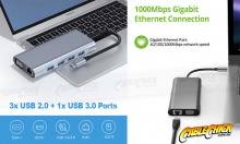 11-in-1 USB-C Hub with 60W Power Delivery (4x USB, HDMI, VGA Ethernet & Card Reader) (Thumbnail )