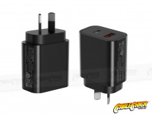 Dual Socket USB A+C Laptop USB Wall Charger (20W - BLACK) (Thumbnail )