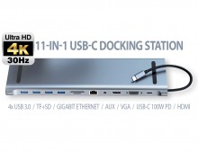 11-in-1 USB-C Docking Station with 100W PD, 4K/30Hz HDMI, VGA, Ethernet & More (PC or Mac)