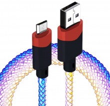 1m Multi-Colour LED Micro-USB Charging Cable (USB-A to Micro-USB)