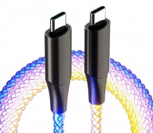 1m Multi-Colour LED USB-C 100W Fast Charging Cable (USB-C Male to Male)