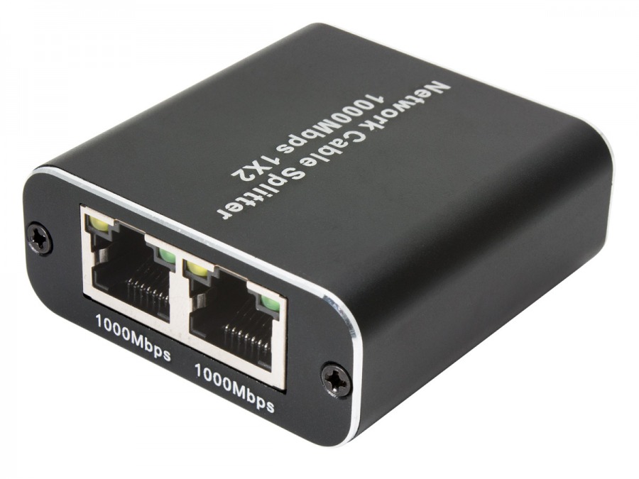 2-Port Mini Gigabit Ethernet Switch - RJ45 Splitter (PC Network Switch)