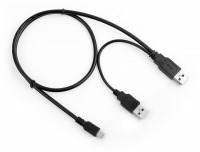 60cm USB 2.0 External HDD Data & Power Y-Cable (Mini-B 5 Pin to 2x Type-A)
