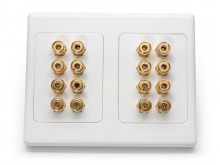 Premium 8 Speaker Hi-Fi Double-Gang Wall Plate (8 Red & 8 Black Terminals - Clipsal 2000 Compatible)