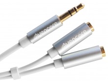 Avencore 20cm Aluminium 3.5mm Stereo Audio Splitter Cable (Male to 2x Female)