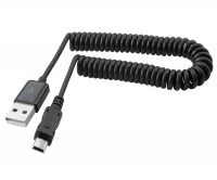 Coiled Mini-B USB 2.0 Hi-Speed Cable (Type-A Male to Mini-B 5-Pin Male)