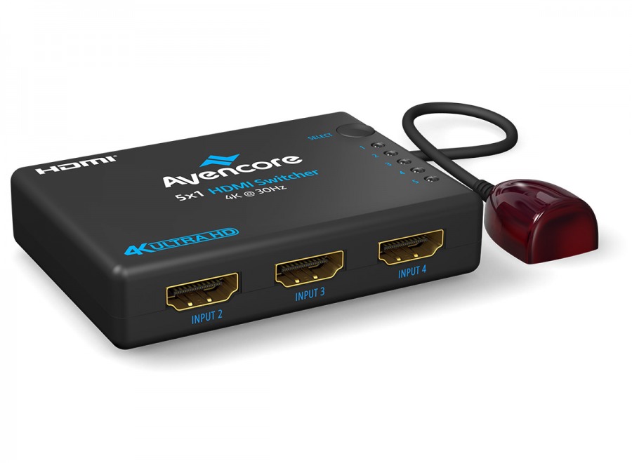 Avencore Halon Series 5-Port Remote & IR (1080p 3D + UHD/30Hz) + FREE SHIPPING