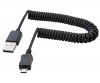 Coiled Micro USB 2.0 Hi-Speed Cable (Type-A Male to Micro-B Male)