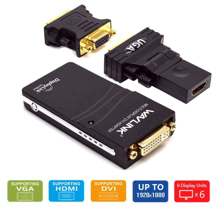 USB to HDMI DisplayLink Adapter (USB to HDMI, DVI & VGA)