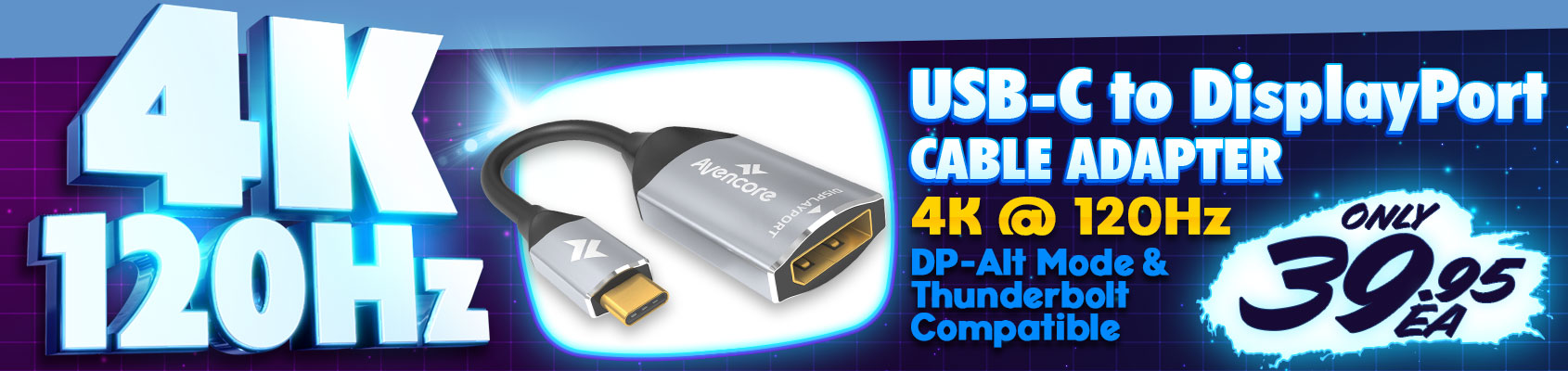 Connect USB-C to DisplayPort Monitors for 4K @ 120Hz with Avencore's Platinum Series Cables!!!