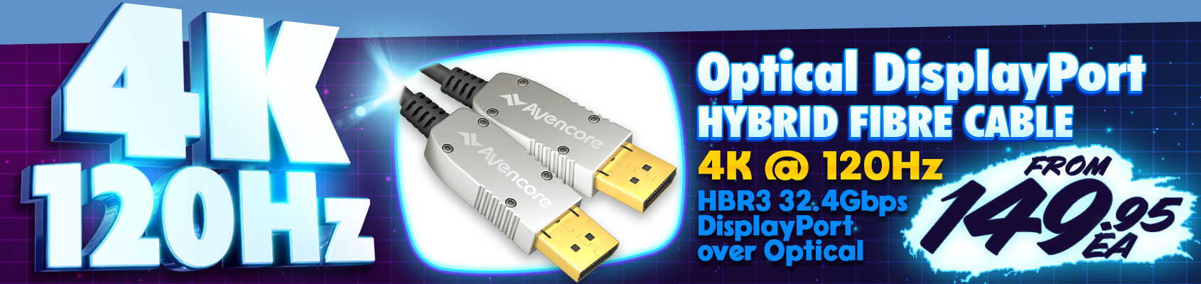 Enjoy 4K @ 120Hz Up To 50m with Avencore's Optical DisplayPort Cables!!!